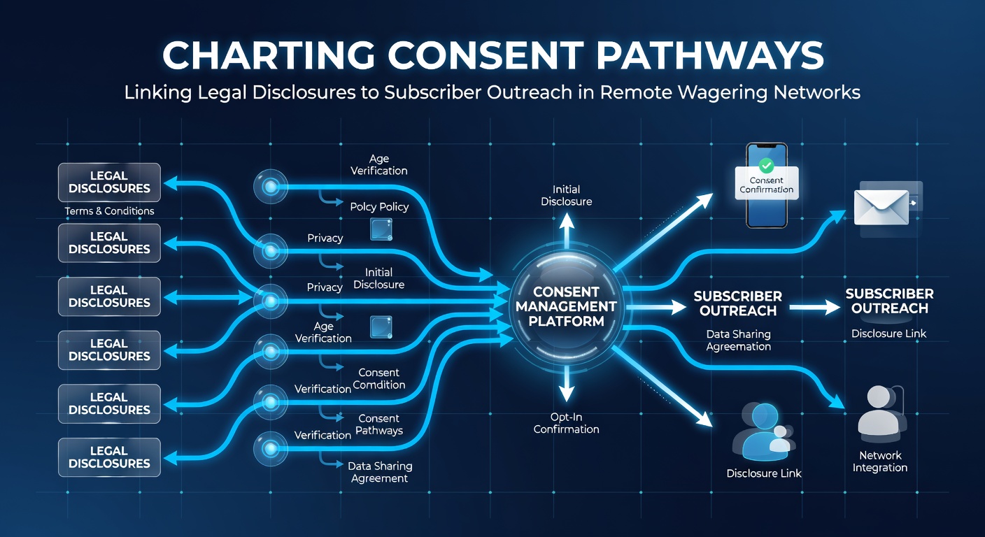 Illustration of consent pathways connecting legal documents to subscriber engagement in online wagering platforms