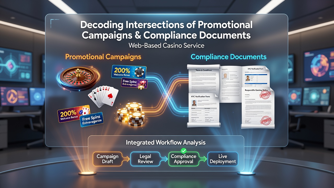 Split-screen view of a promotional email draft next to highlighted sections of a compliance policy document