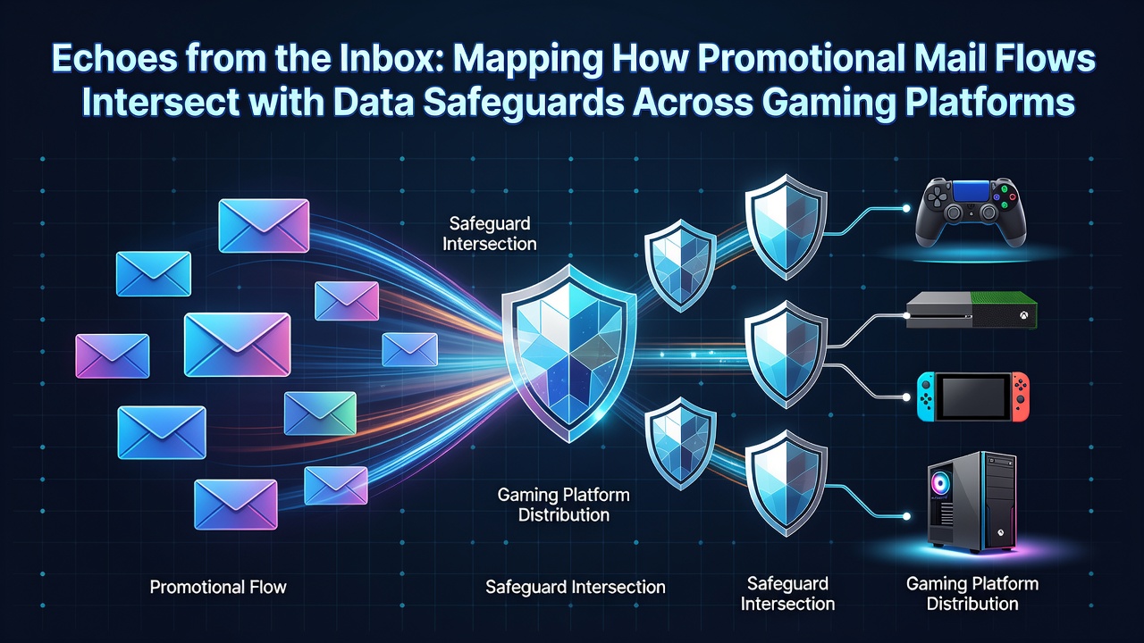 Diagram showing email flows intersecting with data protection layers in gaming platforms