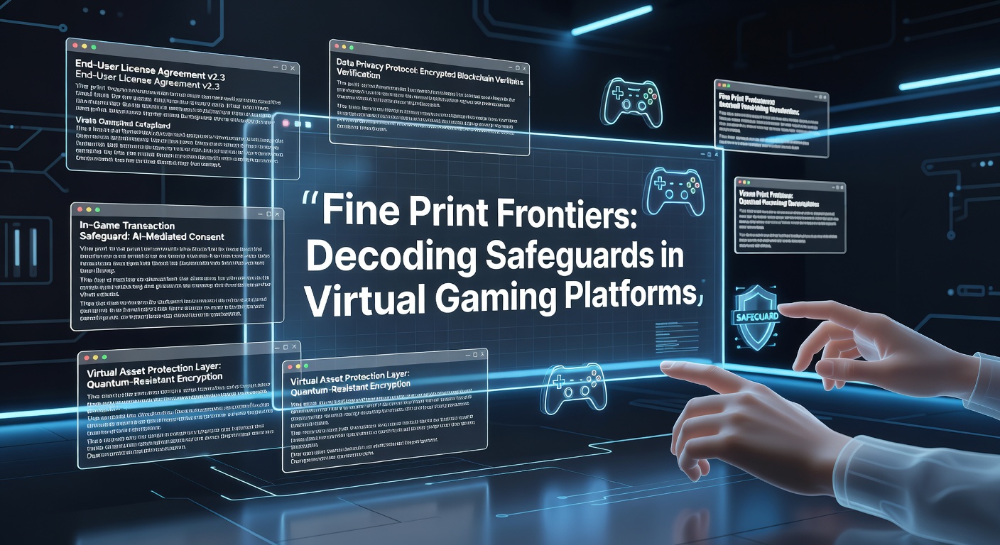 Digital interface displaying terms of service scroll with highlighted safeguard clauses in an online gaming lobby