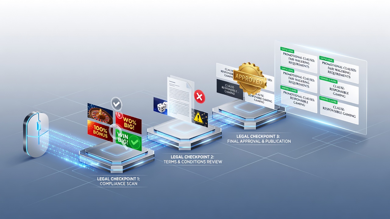 Promotional banner on a casino website undergoing legal review before publication