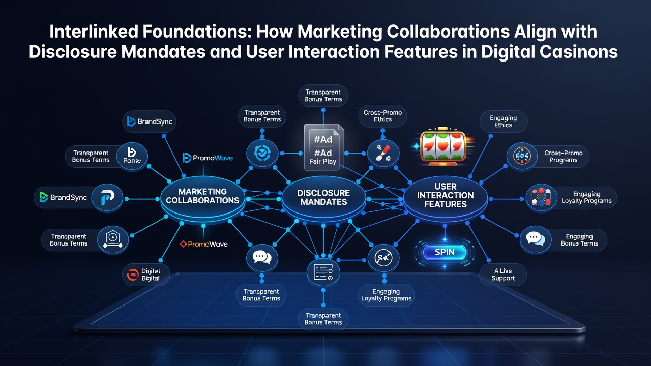Digital casino interface showing marketing banners and disclosure popups