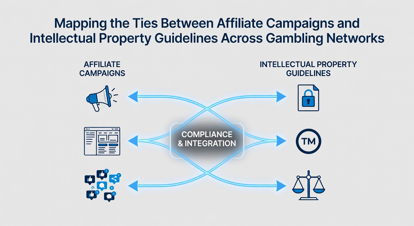 Illustration of data flow between affiliate tracking systems and intellectual property databases in gambling operations