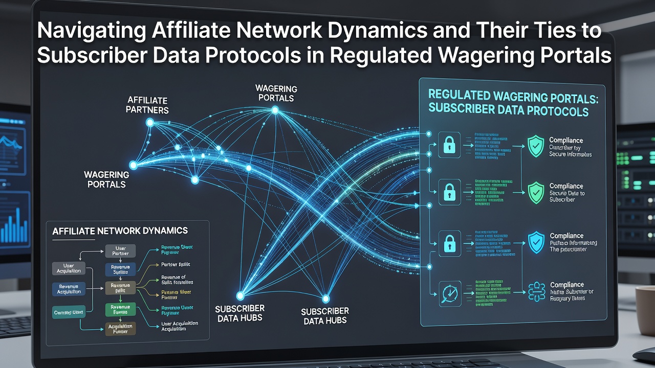 Diagram showing affiliate network connections linking to subscriber data flows in regulated betting platforms