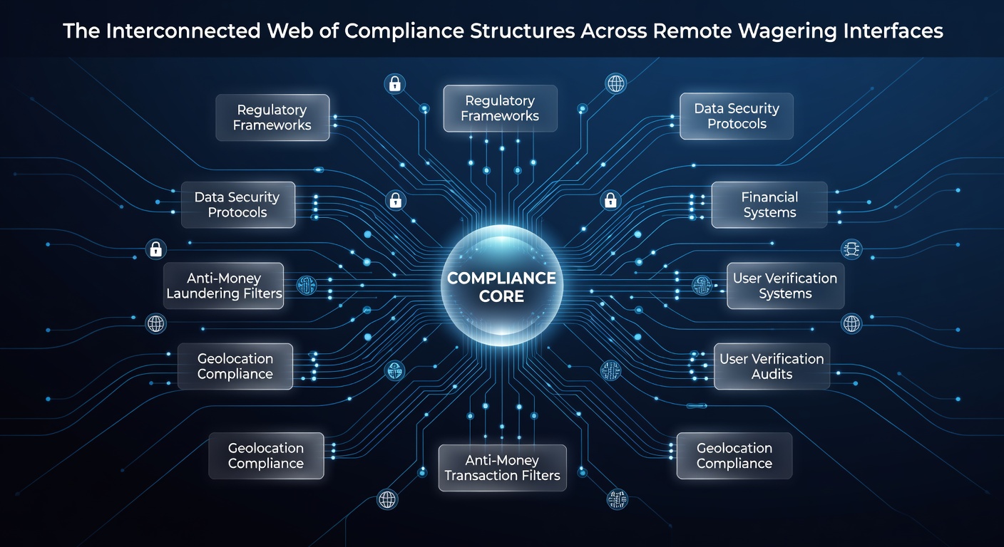 Diagram showing interconnected compliance nodes across digital betting networks
